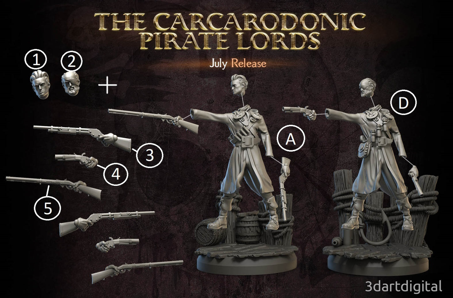 Pirate Gunner, Male Standing Kitbash Set