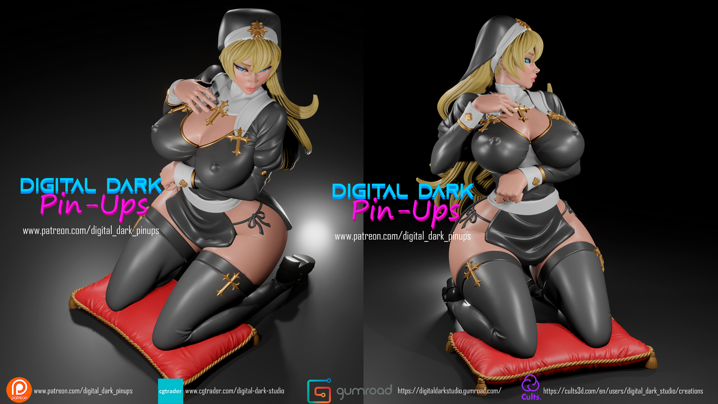 Sexy Nun NSFW Pin Up Statuette