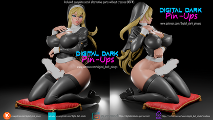 Sexy Nun NSFW Pin Up Statuette