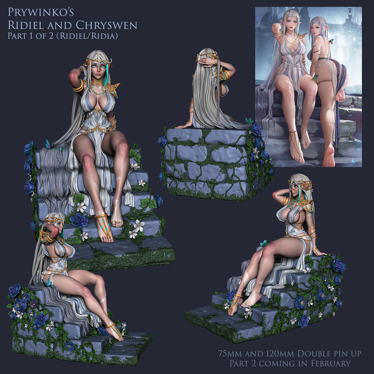 Ridiel and Chryswen Pinup Statuette