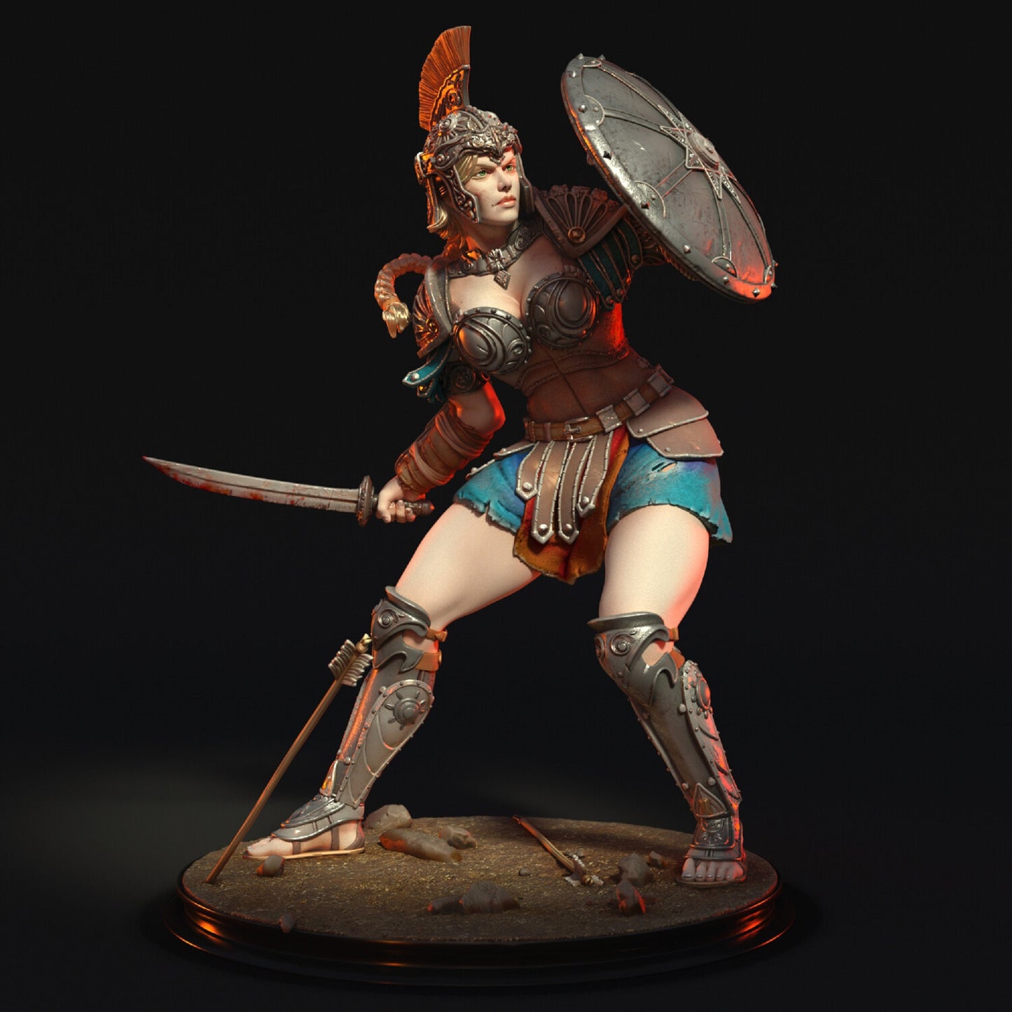 Greek Warrior Woman Statuette