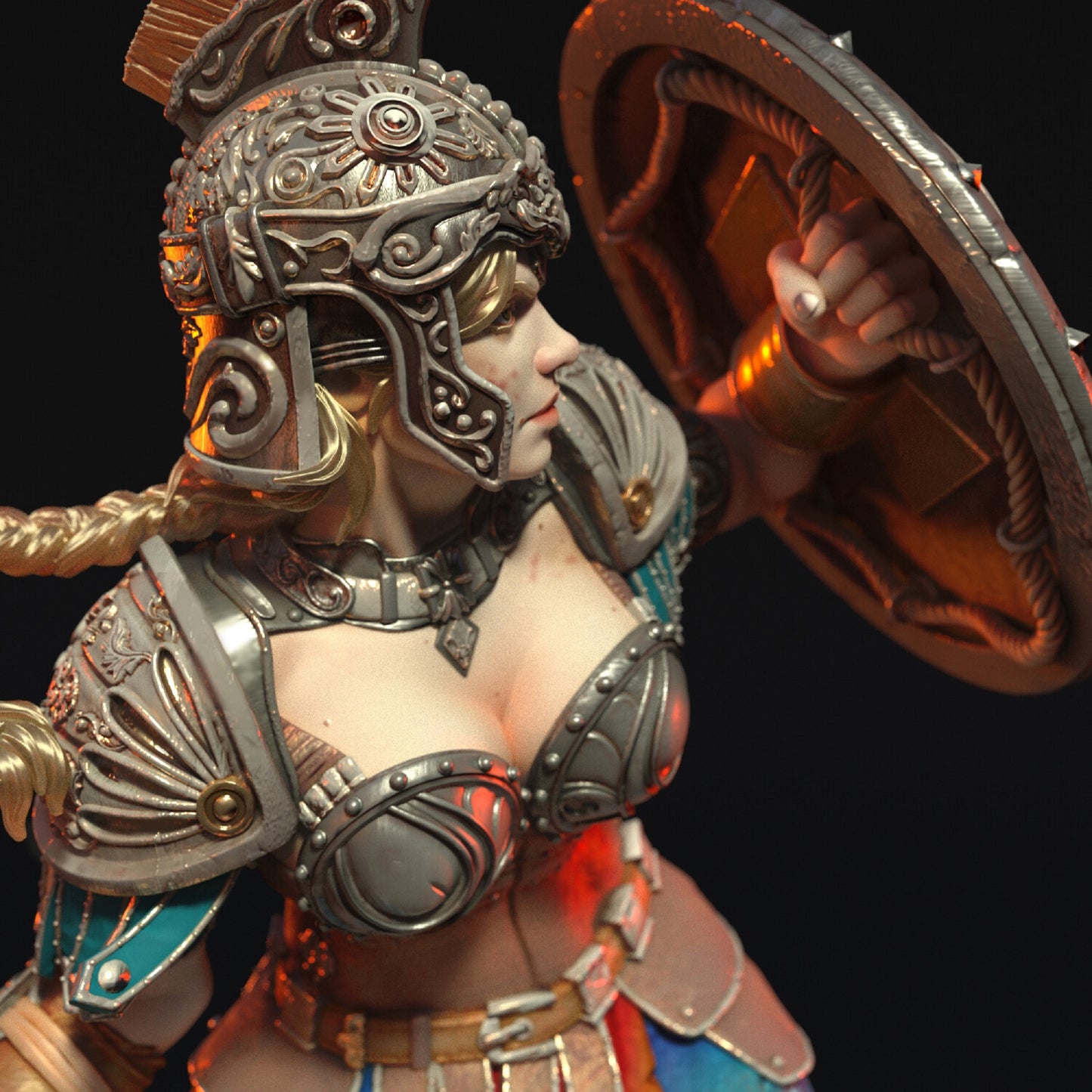 Greek Warrior Woman Statuette